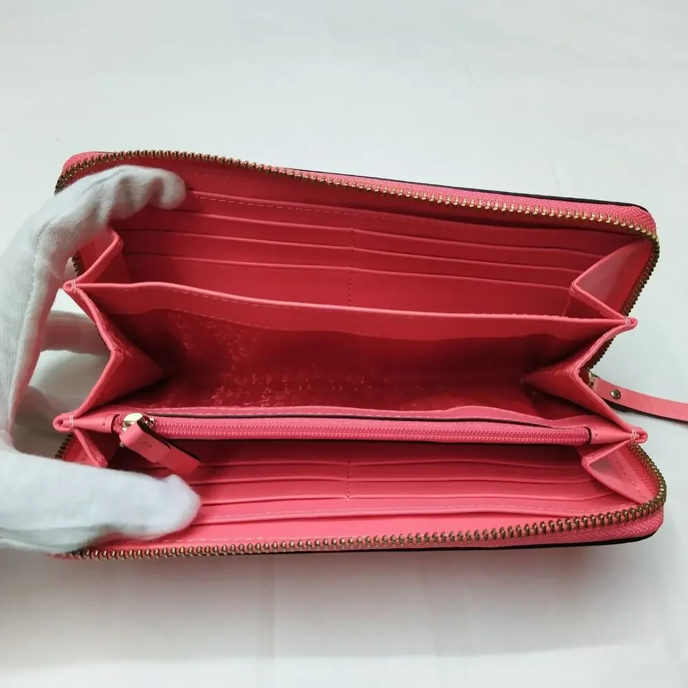 Kate Spade Pink Leather Zip Around Credit Card Wallet
